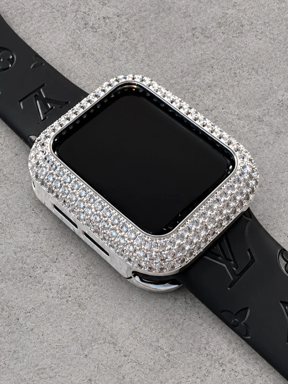 Silver 41mm Bling Watch Case Bezel Rhinestone Apple Watch Case